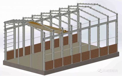 工程機械 工業廠房工棚框架3d模型圖紙 solidworks