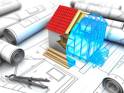 房屋建筑模型與設計藍圖圖片-房屋建筑工程三維藍圖設計素材-高清圖片 .